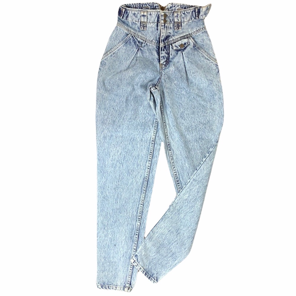 Lawman 80’s Acid Wash High Waisted Tapered Relaxed Fit Mom Jeans Vintage - Picture 1 of 10